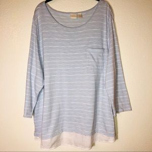 Chico’s Stripped Tee Size (4) 2XL 3/4 Sleeves